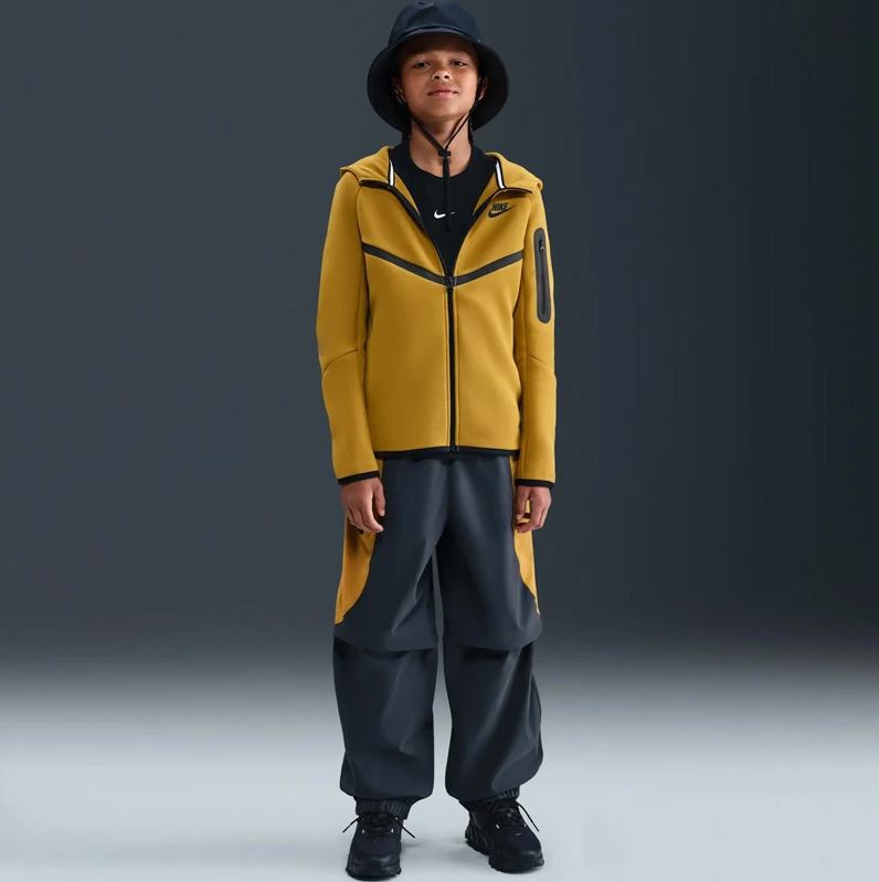 Детски суитшърт Nike Tech Fleece Full-Zip Sweatshirt Ochre/Black - Image 4