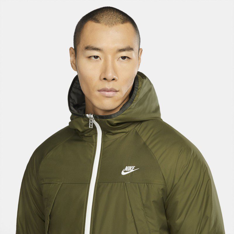 Яке Nike Men’s NSW Therma-Fit Legacy Reversible 2 Faces Hooded Jacket Rough Green/Sequoia/Sail - Image 3