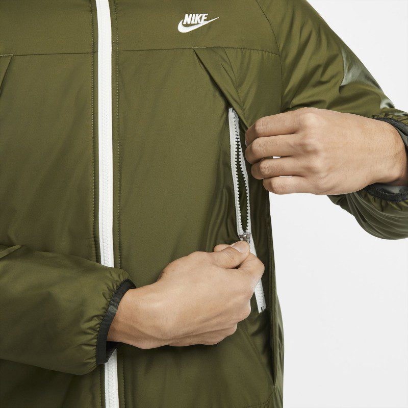 Яке Nike Men’s NSW Therma-Fit Legacy Reversible 2 Faces Hooded Jacket Rough Green/Sequoia/Sail - Image 4