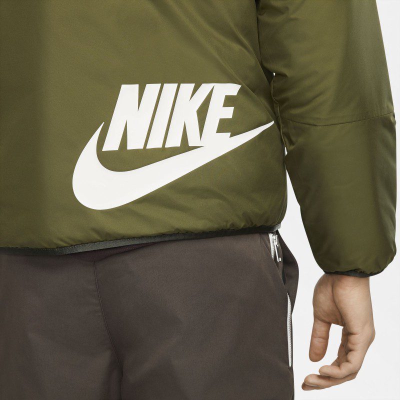 Яке Nike Men’s NSW Therma-Fit Legacy Reversible 2 Faces Hooded Jacket Rough Green/Sequoia/Sail - Image 7