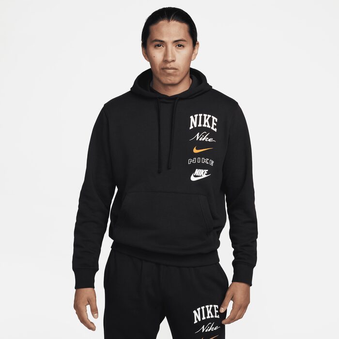 Суитшърт Nike Club Fleece Men's Pullover Hoodie Black/Safety Orange