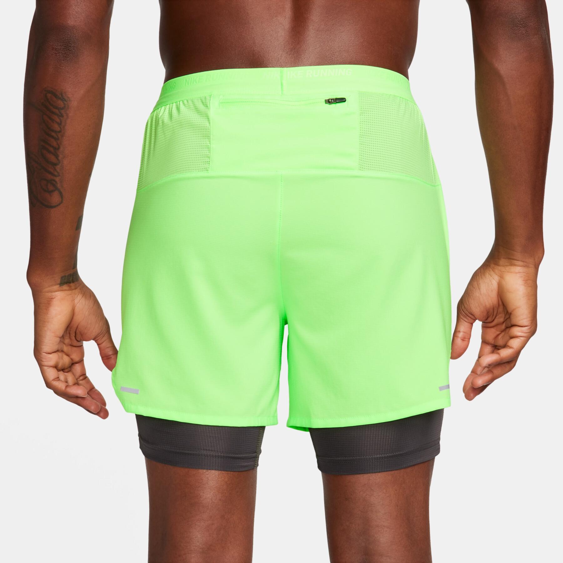 Къси панталони Nike Men’s Stride Dri-Fit 5” Hybrid 2 in 1 Shorts Lime Blast/Medium Ash - Image 2