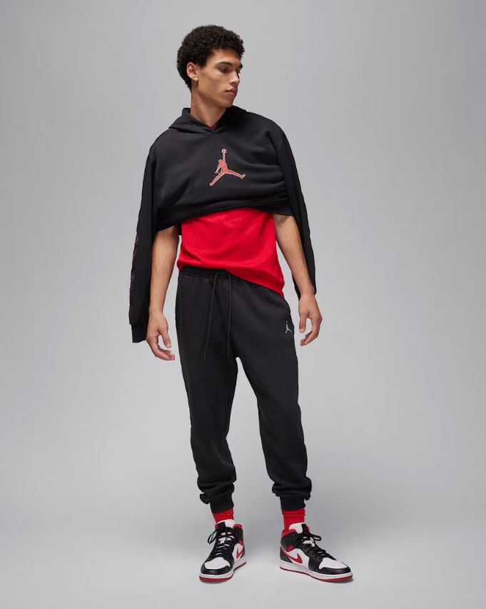 Мъжки екип Nike Air Jordan Flight MVP Fleece Tracksuit Black/Dune Red