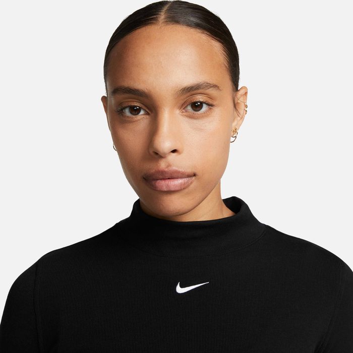 Дамска Блуза Nike Essential Ribbed Mock-Neck Long-Sleeve Top - Image 3