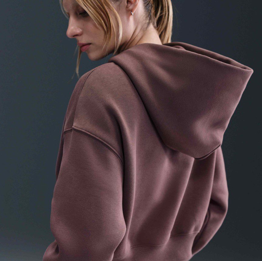 Дамски Суитшърт Nike Phoenix Fleece Oversized Cropped Henley Hoodie - Image 3